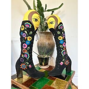 1970s 70s vintage floral embroidered gogo boots Jerry edouard enosis Greece 6